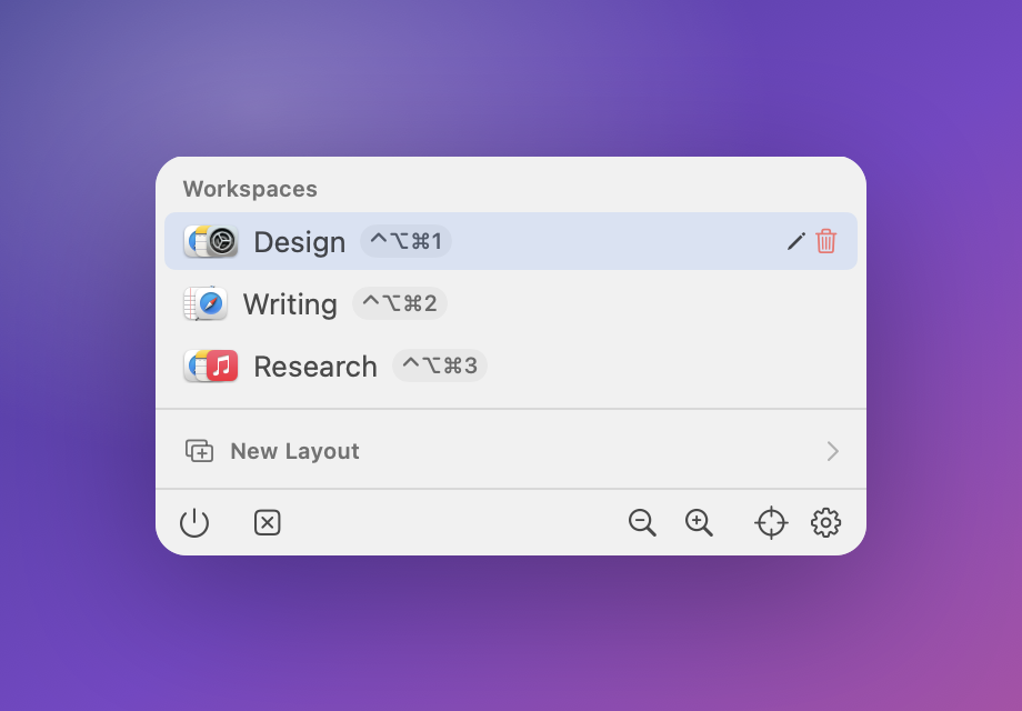 Seere VITURE Beast controls in the popover